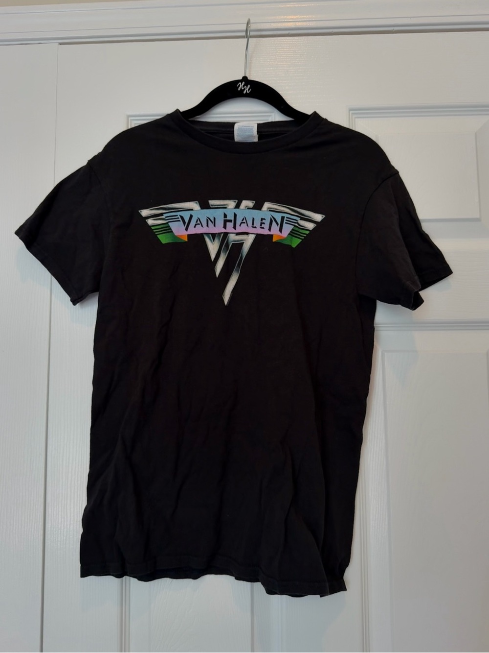 Black Van Halen Logo Tee with Rainbow Accent